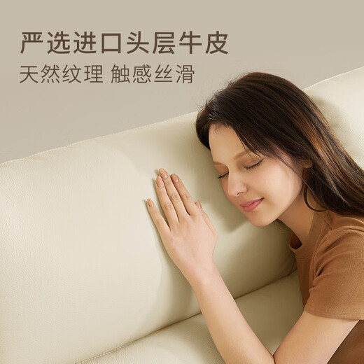 
Gujia Home Furnishing Modern Simple Functional Leather Sofa Zero Wall Sofa Sectional Backrest Head Cowhide Living Room Sofa 6197 [glutinous rice white] Three-person right electric 2.71m