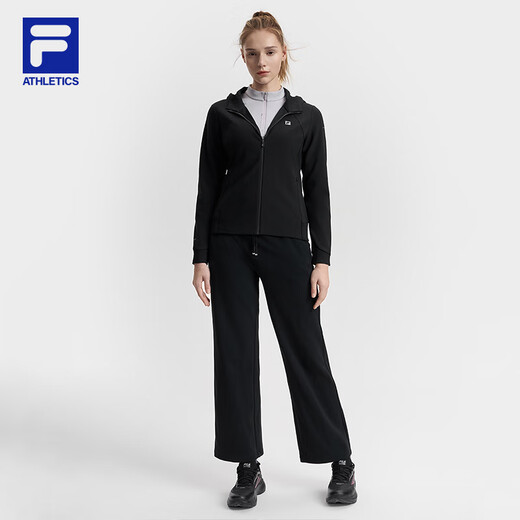 FILA 斐乐官方女士针织连帽外套2025春季健身运动简约基础上衣
