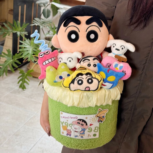 秘恋蜡笔小新玩偶花束毛绒玩具公仔生日礼物送男女朋友老公七夕情人节 【白花束款】蜡笔小新玩偶花束