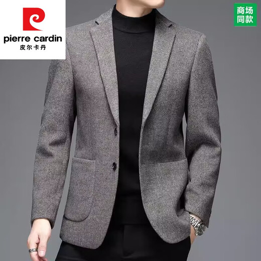 Pierre Cardin Casual Wool Blazer für Männer 2025 Frühlings- und Herbst-einteilige einköpfige Business-Profi-Woll-Woll-Top Black Grey 3xL Empfohlen 175-190jin [Jin ist gleich 0,5 kg]