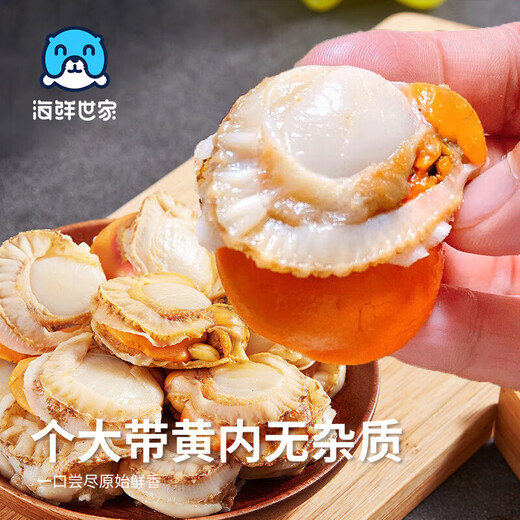Seafood Family frozen large yellow Bohai scallop meat 450g 35-45 pieces skirt scallop instant dish fresh seafood