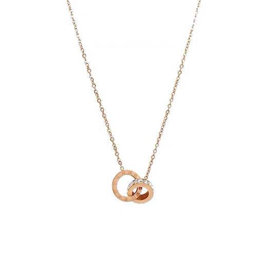 DL 1998 Fat Donglai same style 18k rose gold interlocking pendant K double ring necklace women's Fu brand rose gold AU750 free double ring necklace/18K gold color/gift box
