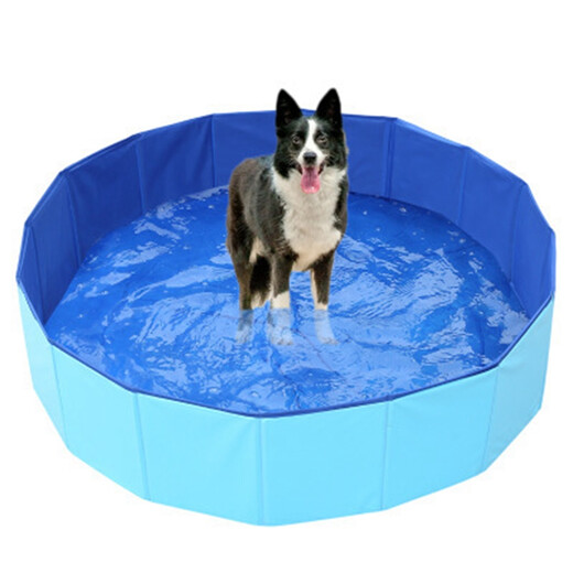 Ferret Fragrance Pet Foldable Bathtub Extra Large Bathtub Medicinal Bath Bath Supplies Dog Swimming Pool SPA Artifact Blue Thickened Diameter 100*Height 30 Drainage Side Side 70Jin Jin is equal to 0.5kg