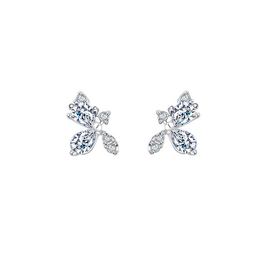 Guanpu Pavilion Fat Donglai same style pt950 platinum earrings moissanite white gold women's diamond earrings small diamond earrings super sparkling temperament new leaf earrings pair certificate + gift box
