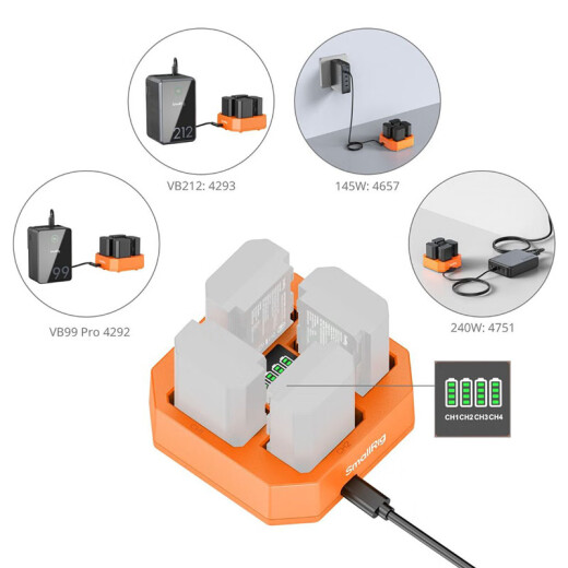 斯莫格（SmallRig）蓝闪电USB-C直充NP-FZ100/LP-E6NH/NP-W235适用于A7M4 A7C2 A7R5 ZV-E1 XT50 ZFC等相机电池配件 适用索尼】NP-FZ100