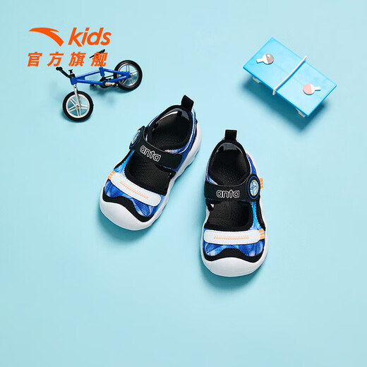 ANTA Children's Sandals Baby Shoes 2025 Summer New Outdoor Anti-collision Easy-Bend Octopus Toe Sports Sandals True Blue/Anta White/Black-4 20