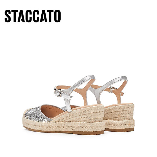 
STACCATO 2025 spring new barley shoes bag-toe sandals fisherman shoes thick-soled height-enhancing women's sandals EUQ08AH5 shining ginkgo 34