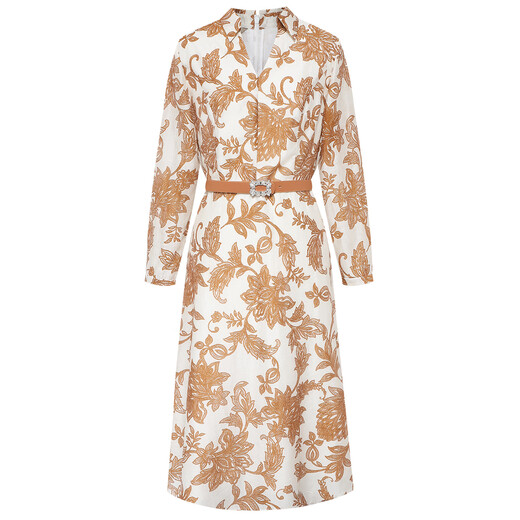 Armoire rose et bleue [style de vacances français] 2025 Automne Silk-Imprime Style Robe en V-Neck pour femmes 551L679 Rimu Orange L