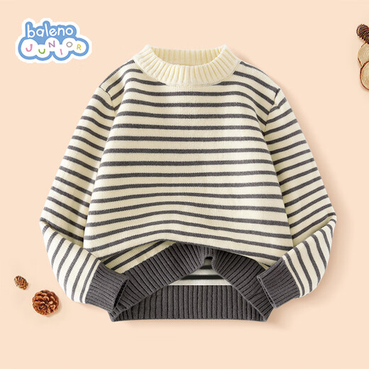Baleno children's knitted sweater autumn and winter Korean style striped tops for middle-aged and older children boys and girls winter wear warm inner sweaters