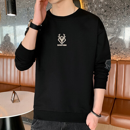 
Pierre cardin men's long-sleeved T-shirt trendy loose brand ins shirt new T-shirt spring and autumn top sweatshirt WE1105 black M about 80-100 Jin [Jin equals 0.5 kg] can be worn