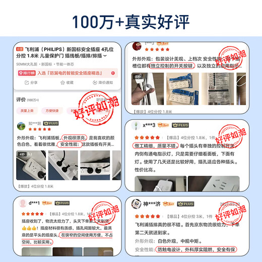 Philips (PHILIPS) sub-control plug-in strip with wire strip independent power supply sub-control socket independent switch plug panel dormitory air conditioner one-turn multi-purpose converter extra long power strip plug-in board sub-control 4 sockets 2 meters