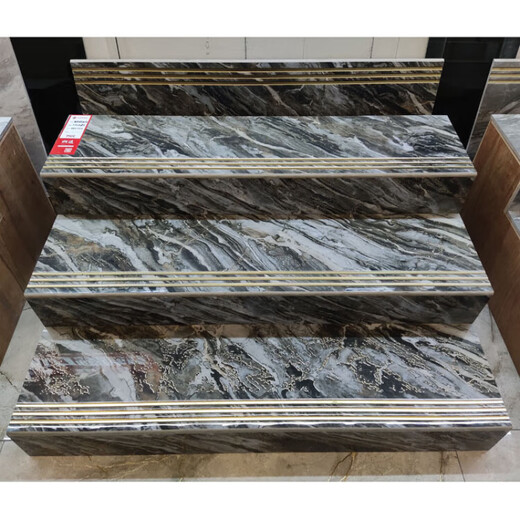 JPHZNB镀金梯级踏步砖 原槽通体大理石一体式梯级佛山瓷砖 威尼斯金TJ12811K