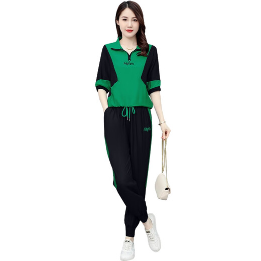 Woodpecker Ice Silk décontracté ensemble féminin 2025 Été Nouveau Âge de mode en liberté réduisant les vêtements de sport à manches courtes (684) Orange M (suggéré 100 Jin [Jin est égal à 0,5 kg] ou moins)