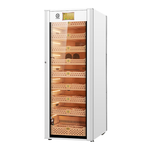 Bulldog cigar cabinet, constant temperature and humidity control, cedar wood compressor, cigar humidifier, red wine cabinet, dual-purpose ammonia removal, WiFi energy-saving, frequency conversion fingerprint lock, large capacity VC528, fourth generation VC528 white + 1.79 meters high, key lock