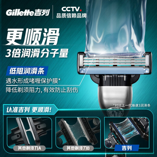 吉列剃须刀手动 锋速 1刀架6刀头+50g剃须膏 3层刀片 刮胡刀手动 自用送礼礼盒 父亲节 生日礼物送男生