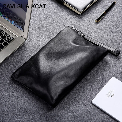 CAVLSLKCAT MEMS Sac à main Geothe Super Cuir Grochet grande capacité Zipper Hand Grab Enveloppe Sac Couche de tête de vache d'anniversaire Valentin de la Saint-Valentin Black Large taille 30 * 20 * 3CM