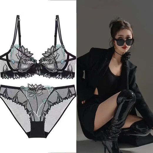 Victoria Palace sexy underwear bra bright red festive animal year underwear women's embroidered lace push-up thin cotton bra set pink ultra-thin 80C default L size underwear