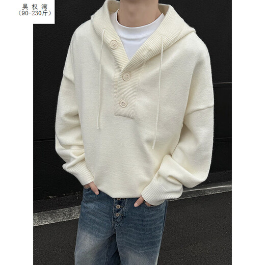 吴权湾cleanfit红色本命年半开连帽外套男冬季慵懒风毛衣打底针织衫 灰色 4XL