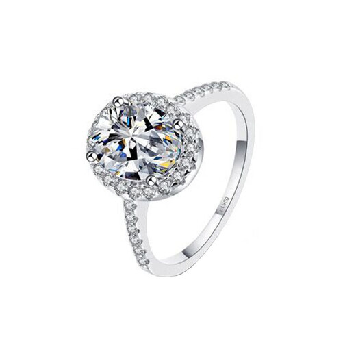 Guanpu Pavilion Fat Donglai's same style pt950 platinum pigeon egg ring imported from the United States, moissanite diamond ring for women, oval shape, does not fall off, pigeon egg 1 carat moissanite + certificate + black card, photographed No. 9