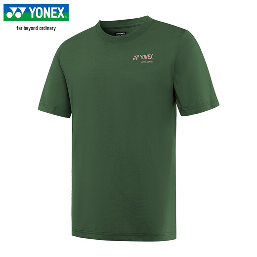 Yonex2025 New Yonex Badminton Uniform Schnelltrockne Kurzärärmelte Männer und Frauen T-Shirt Umweltfreundliche Serie Sport Top 16833 Herren 16833CR Olive Green L.