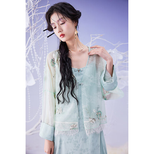 Wan Cao Yi Bird Demon Series 2025 Spring New Fashion Suit H03411513 Light Green XS