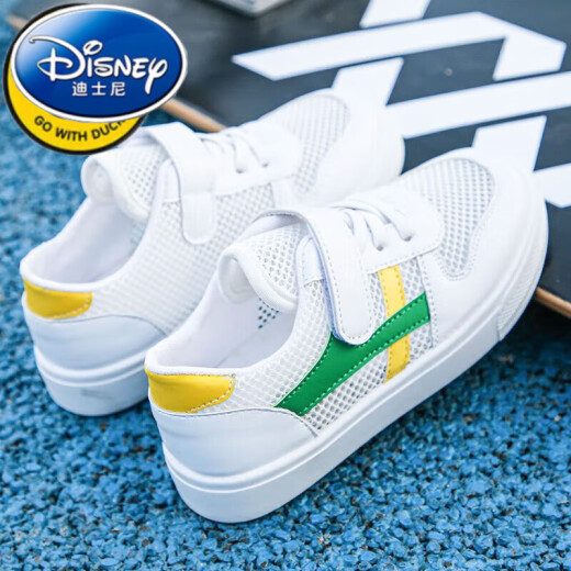 迪士尼（Disney）男女童透气网鞋2024新款夏季百搭小白鞋儿童板鞋网眼运动鞋学生鞋 719蓝色网面 32 内长19厘米