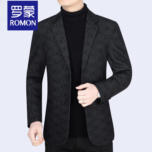 
ROMON (ROMON) suit men's woolen coat 2025 spring and autumn new slim middle-aged dad single piece casual suit top dark gray B--62912 M 170[105-115Jin[Jin equals 0.5 kg]]