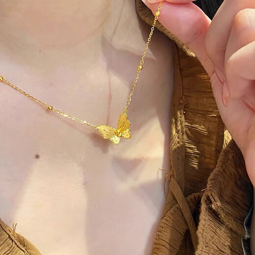 Kechu Shenzhen Shuibei butterfly necklace women's new gold-plated silver temperament creative pendant clavicle chain Valentine's Day girlfriend gift 0.05g