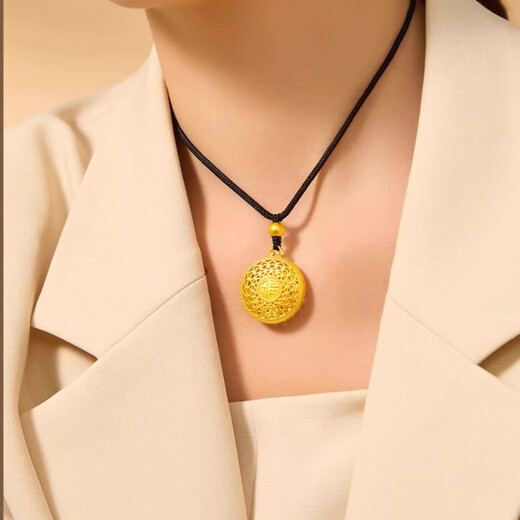 Chuxiao Pure Gold Pack Pure Silver Seiko Fortune Pendant as Gift for Men and Women Fortune Compass Pendant 15g (Large)