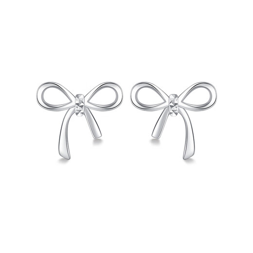 Gold Supreme PT950 Platinum Earrings Sparkling Bow Women's Versatile Platinum Earrings Birthday Gift Price 1.31g