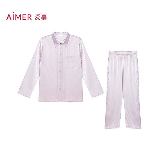 Admiration de pyjamas soyeux du printemps et d'été pour les femmes avec un pantalon à manches longues cardigan mûre en soie mince AM46A841 Cangyan Zi 90c M 165
