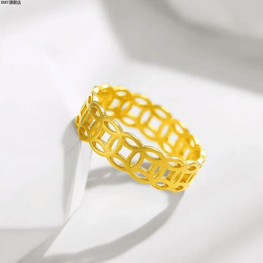 KREY old phoenix gold ring women's pure gold hollow ring wealth rolling copper coin ring coin for girlfriend No. 14