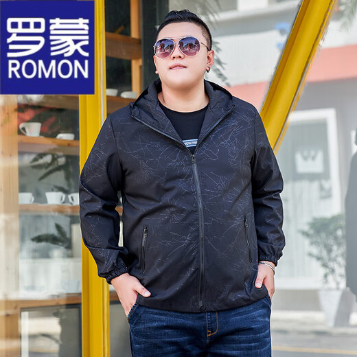 罗蒙（ROMON）夹克男春秋季2025新款夏季薄款透气男士外套高档休闲潮流品牌男装 826款春秋款黑色 2XL (140-160斤)