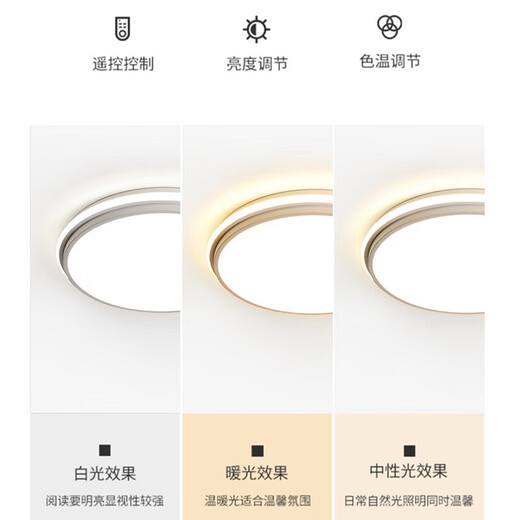 CLCEY卧室灯现代圆形led吸顶灯2024年新款侘寂风家用房间灯中山灯具 92 9215白色圆形-40cm三色变光