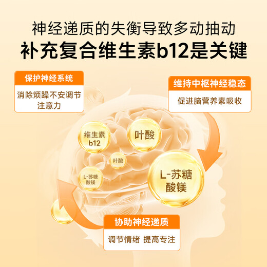 GEETOP儿童复合维生素b12营养修复神经抽动多动症叶酸美国进口b族青少年 3瓶巩固装