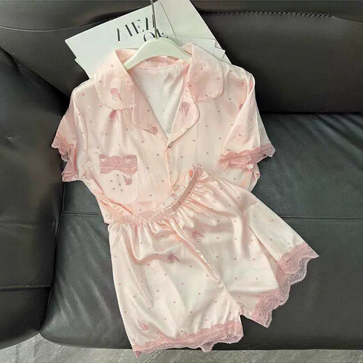 Gtyuwvg Pajamas de manga corta de verano para mujeres Celebridades de Internet de alto valor puro y lindos 2025 Conjunto de ropa casera nueva YX-9214 L 98-115Jin [Jin equivale a 0.5 kg]