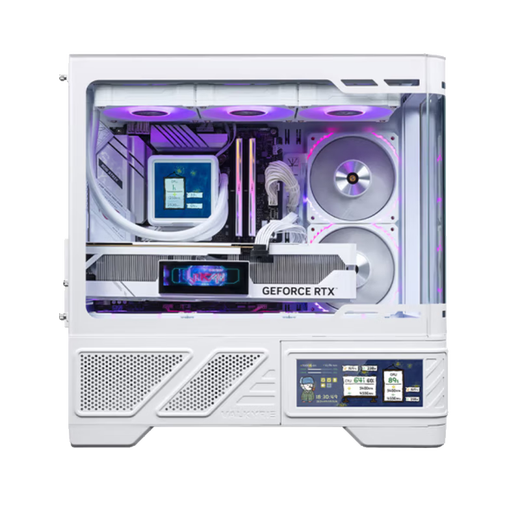 VALKYRIE VK03 LITE gaming case with display sea view room panoramic column-free touch screen ATX back plug 360 water-cooled 270 full view white game screen computer case VK03-M WHITE white 6.2-inch LCD touch screen