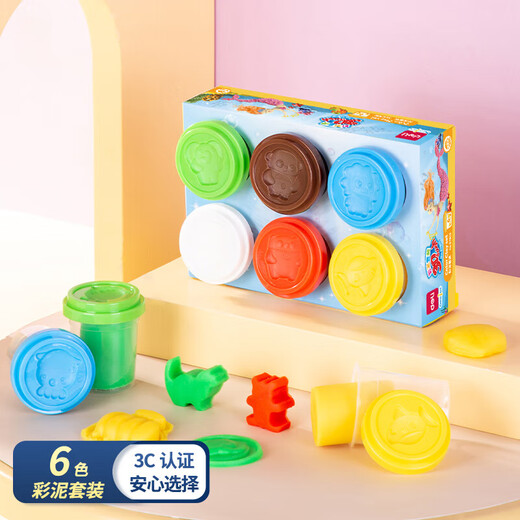 Deli 6 couleurs grandes tasses boue colored simple simple 56g plasticin pour enfants fait à la main à la main