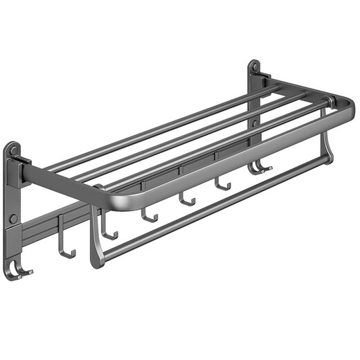 JOMOO JOMOO gun gray towel rack bathroom punch-free towel rack bathroom toilet wall-mounted space double folding mesh basket bath towel rack gun gray 50cm