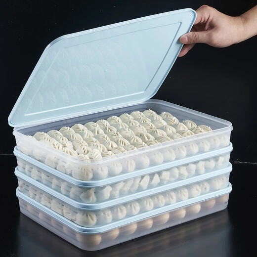 FANCYCHIC Dumpling Storage Box Refrigerator Dumpling Freezer Box Household Handmade Egg Preservation Quick-frozen Wonton Box Transparent Large 1 Box 1 Cover