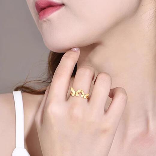 China Gold (CHINA GOLD) Butterfly Gold Ring Women's 999 Pure Gold Live Ring Birthday Gift for Girlfriend and Wife Pure Gold Butterfly Ring * Open Style Gold Weight Approximately 2.7g