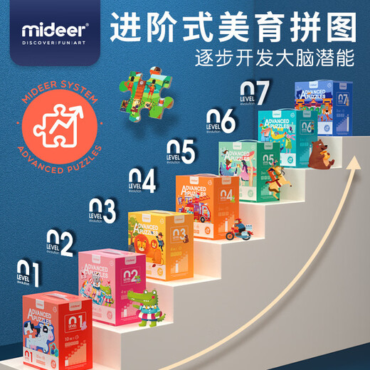弥鹿mideer拼图拼板大块进阶早教启蒙益智逻辑思维儿童玩具生日礼 3阶（忙忙碌碌救援队收纳袋1478