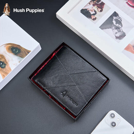 Hush Puppies Sac en cuir authentique pour hommes d'entreprise pour hommes Coup de carte légers de grande capacité Gift portable Gift Pratique pour papa à mari HC-2111208W-576 Portefeuille court