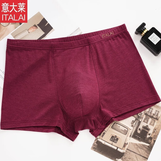 意大莱（Italai）男士抗菌内裤加肥加大男平角裤莫代尔透气四角裤大码底裤肥佬短裤 4882深紫 1条装 4XL/120B