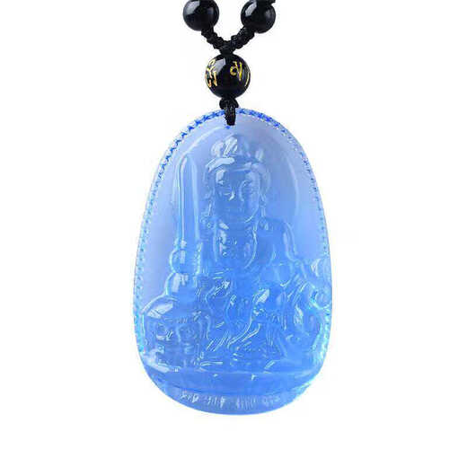 Fat Donglai's same aquamarine pendant, zodiac sign of the zodiac Buddha, the zodiac guardian god, zodiac year gift, ox and tiger, Void Tibetan - black cotton rope style