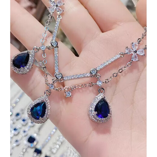 WSAY Tanzanite Bracelet Retro Super Sparkling Diamond Tanzanite Blue Crystal Sapphire Blue Zircon Exquisite Counter Bracelet 0113 Sapphire Blue Diamond Supermarket