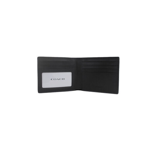 CoaCH (COACH) Men's Practical Light Luxury Short Wallet Casual and Versatile Folding Wallet Card Package Gift for Boys Black and Gray CY394QBMI5