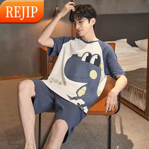 REJIP Pajamas para hombres, la primavera corta de manga corta y los adolescentes delgados de los delgados de verano, los adolescentes pueden usar traje de ropa para hombres de tamaño grande para hombres 6621 3xl 180-200Jin [Jin equivale a 0.5 kg]