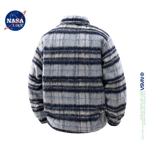 NASA wie offizielle karierte gestreifte Wolljacke für Männer im Herbst und Winter American Retro Casual High-End Woll Männerjacke Khaki M (Empfohlen 90-105Jin [Jin ist gleich 0,5 kg])