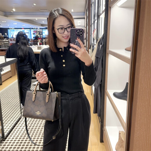 Coach (COACH) Tongma Coach Maggie Tot 24 small large size CY676 677 4. Small black 24.5*19*11.5 cm